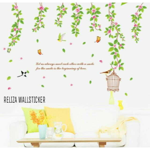 RELIZA WALL STICKER SANGKAR HIJAU BURUNG GREEN CAGE AY9084 STIKER DINDING