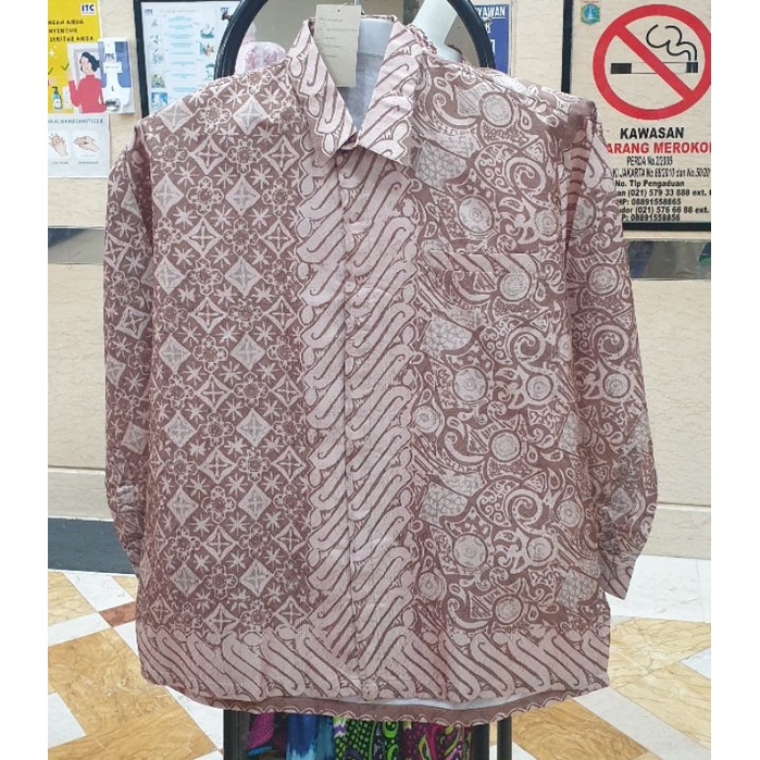 KEMEJA LENGAN PANJANG BATIK PRIA XL+XXL/HEM BATIK VISCOSE SEMI SUTRA ATBM XL & XXL