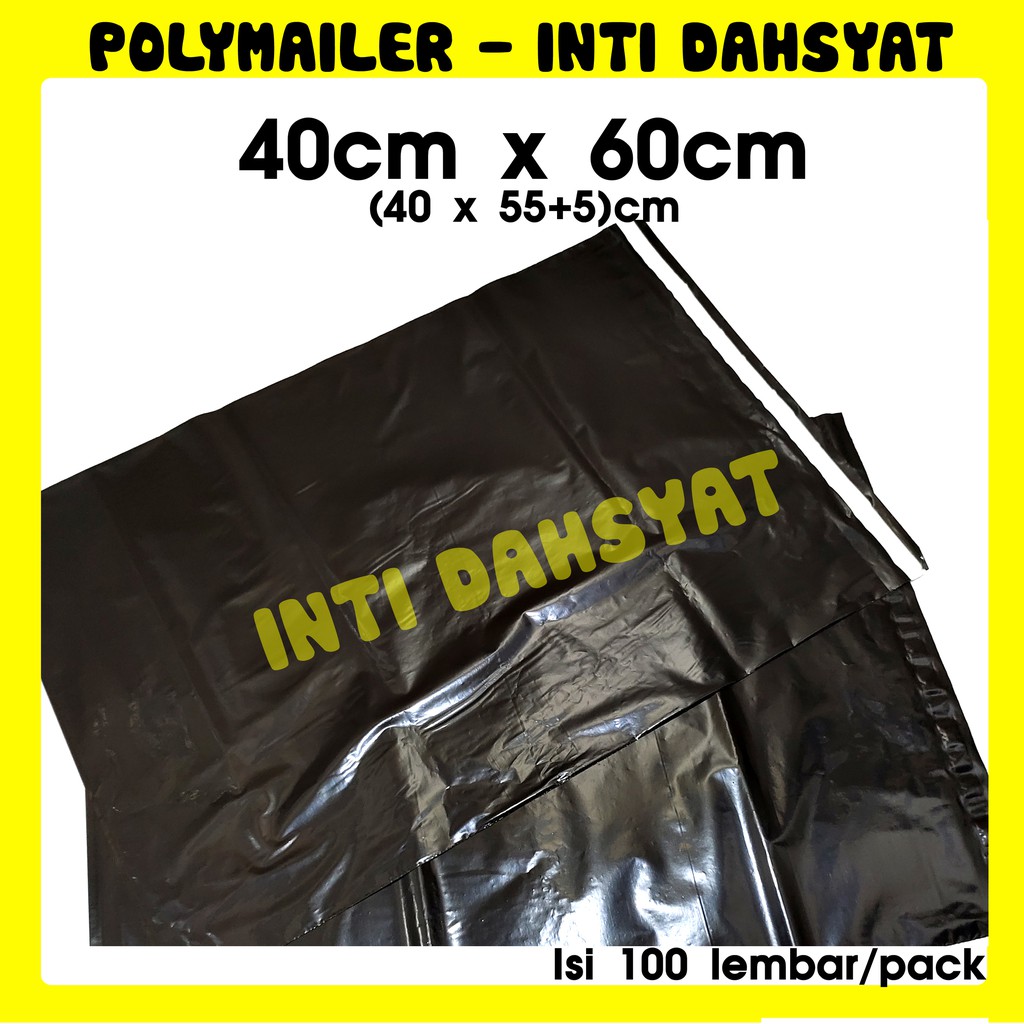 

Polymailer Hitam Glossy 40x60 Isi +/-100lembar Plastik Amplop Kemasan On Ukuran Jumbo Besar