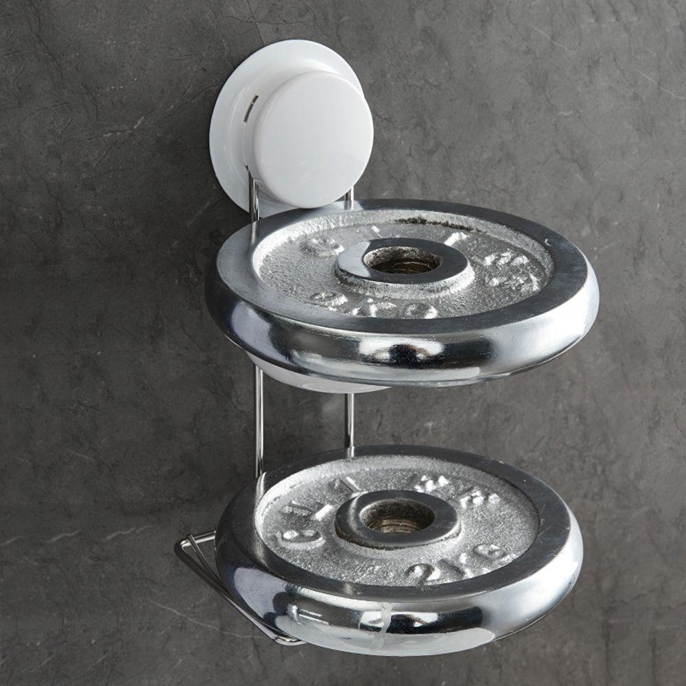 Populer Sabun Piring Reusable Wall Mounted Double Layer Vacuum Sucker Cup Rak Organizer