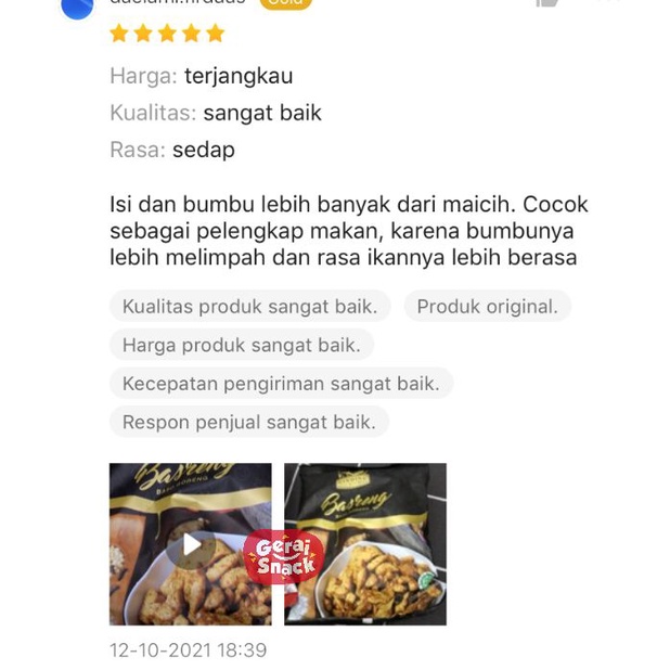 Basreng Ginding Baso Goreng Ikan Tengiri Bumbu Tebal Asli Bandung (100gr)