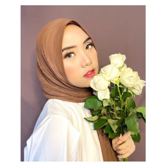 HIJAB PREMIUM PASHMINA CERUTY PLISKET FULL LIDI TANPA GARIS TENGAH PLEATED SHAWL