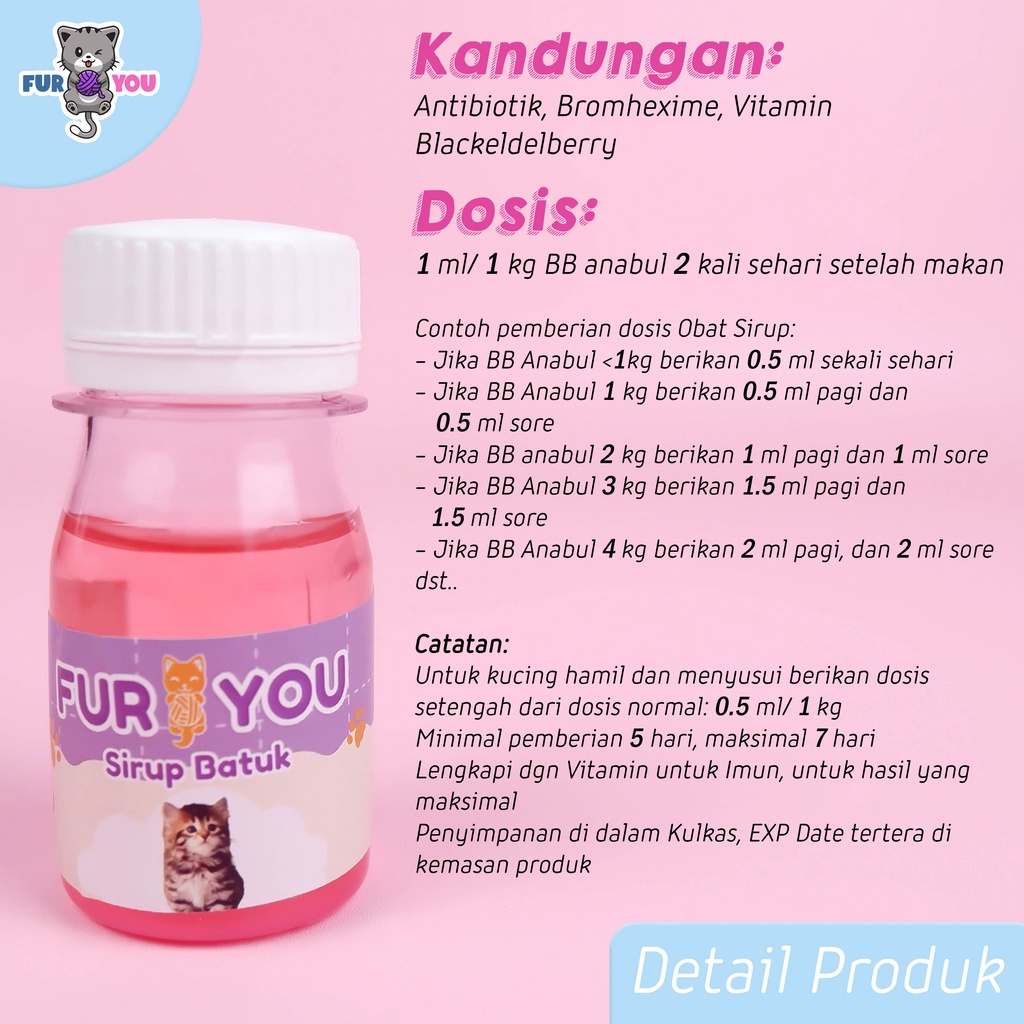 Fur You Sirup Batuk Kucing Anjing Anabul Batuk Grok Grok Ampuh Untuk Batuk Berdahak atau Kering