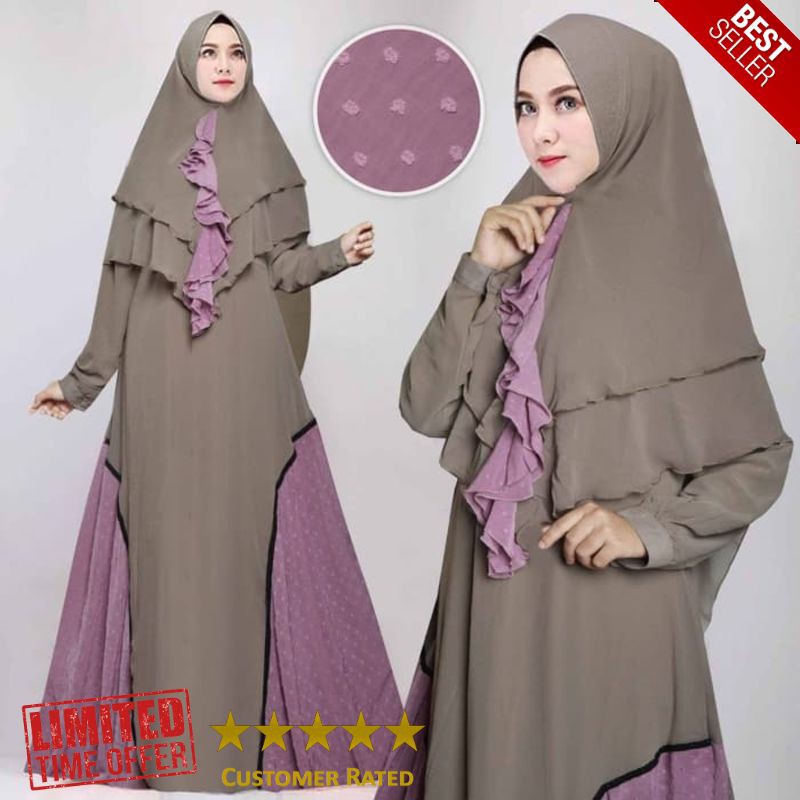 SUPER baju butik violia syari coklat pink busana muslim pesta viom