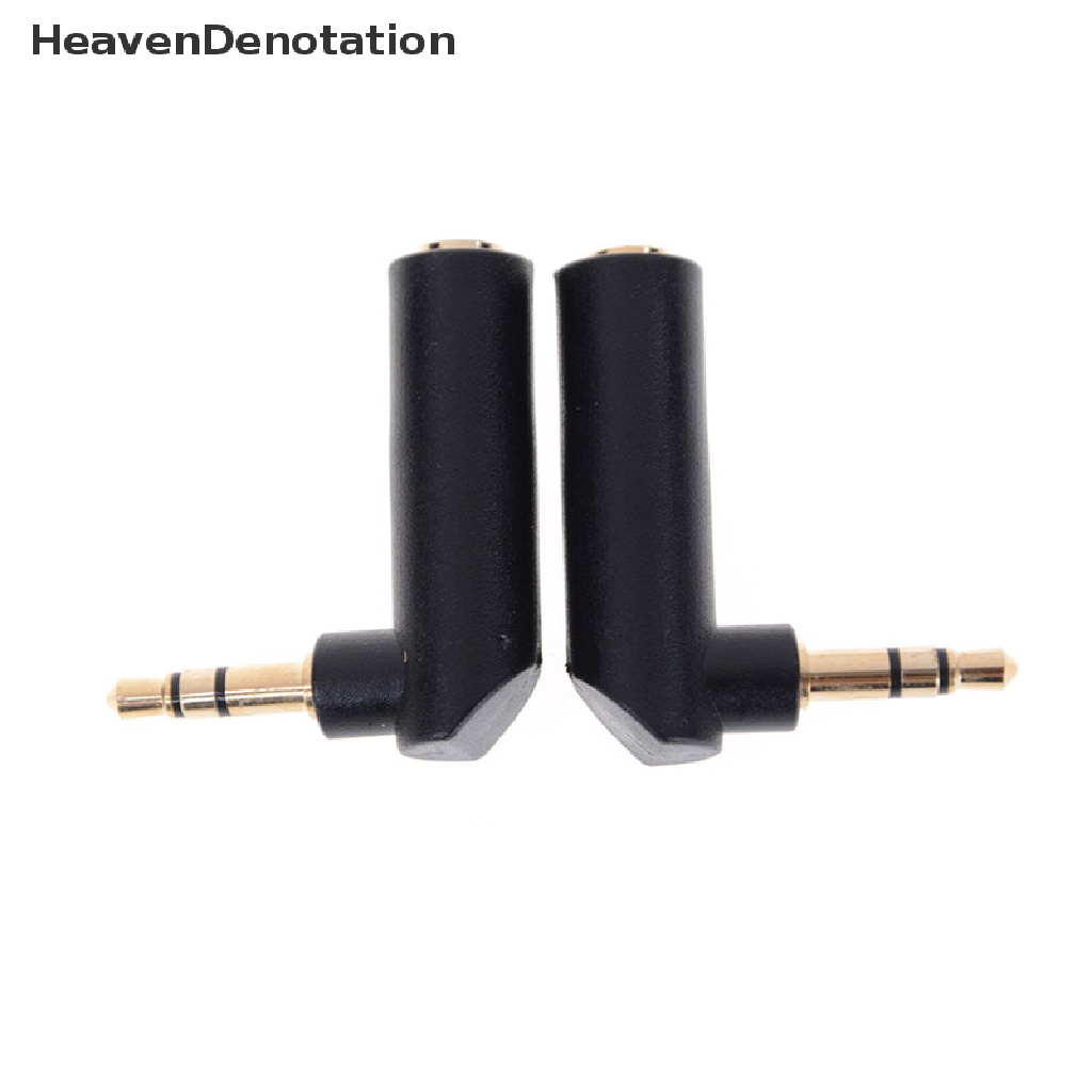 2pcs Adapter Konektor Bentuk L 3.5mm Female To 3.5mm Male Plug