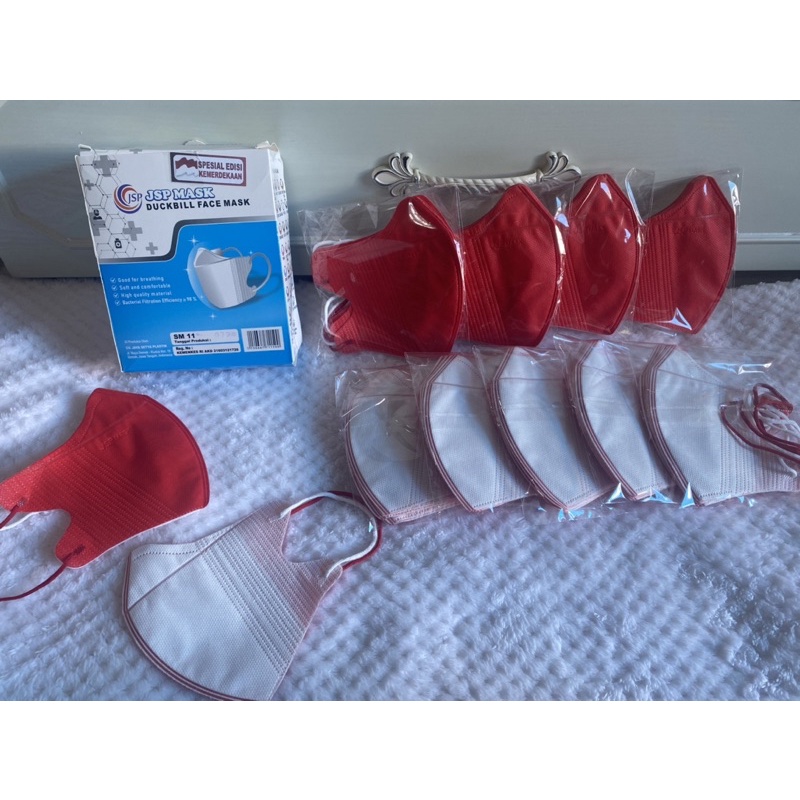 Masker JSP Duckbill Merah Putih ecer | Masker duckbill merah putih ecer