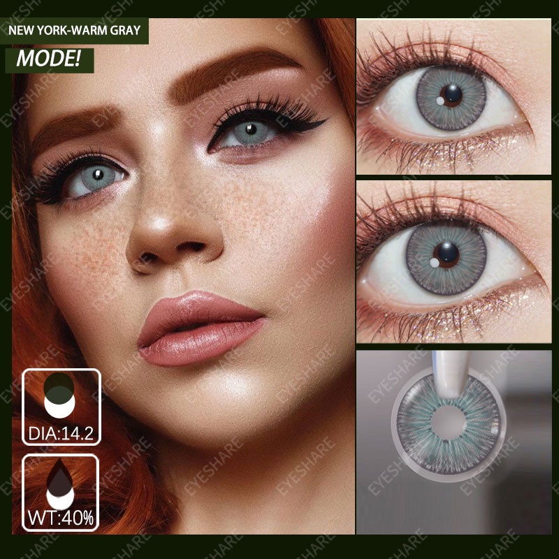 [COD]  NEW-YORK-PRO JADE-GRAY NROWN Softlens Mata Normal, Lensa Kontak Warna Alami, Soflens HAZEL-GRAY Lensa Warna, Softlens Minus 0.00/Diameter14.2MM/Mata Kore/TerbaikTahun Ini
