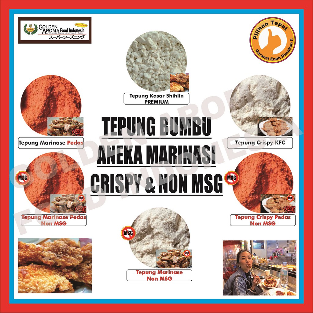 

Bubuk Tepung Marinasi 1Kg dan No MSG Marinase Rendaman Gurih Pedas Ayam Kfc Shihlin Biang Fried GAFI