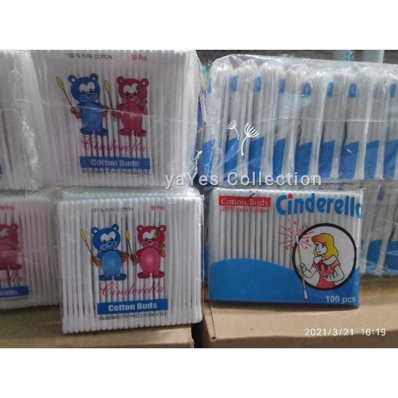 Cotton Buds Cinderella Baby Dewasa 100 - 50 pcs anak extra Fine Korek kuping Pembersih telinga pure