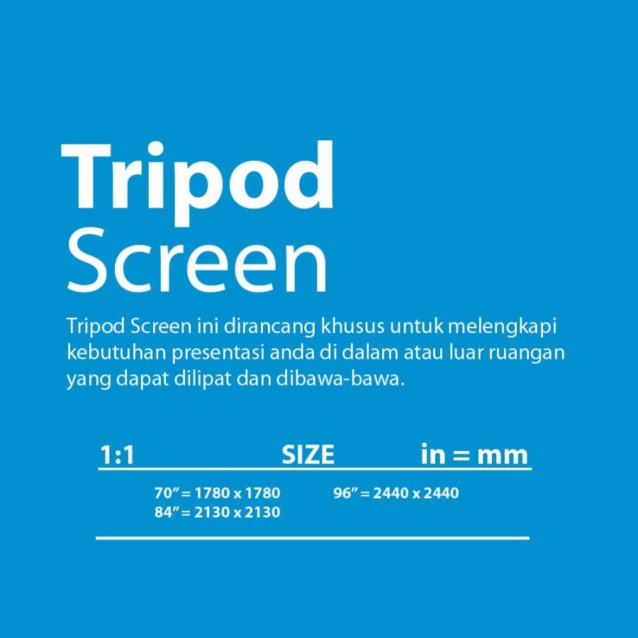 Tripod Screen Projector Layar Proyektor 70 84 96 Inch