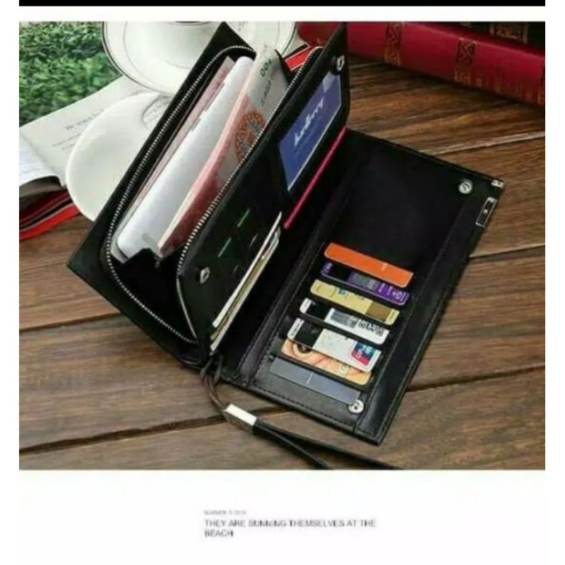 BAELLERRY Dompet Pria Wanita Bahan Kulit PU Model Panjang 2 Warna dengan 19 Slot