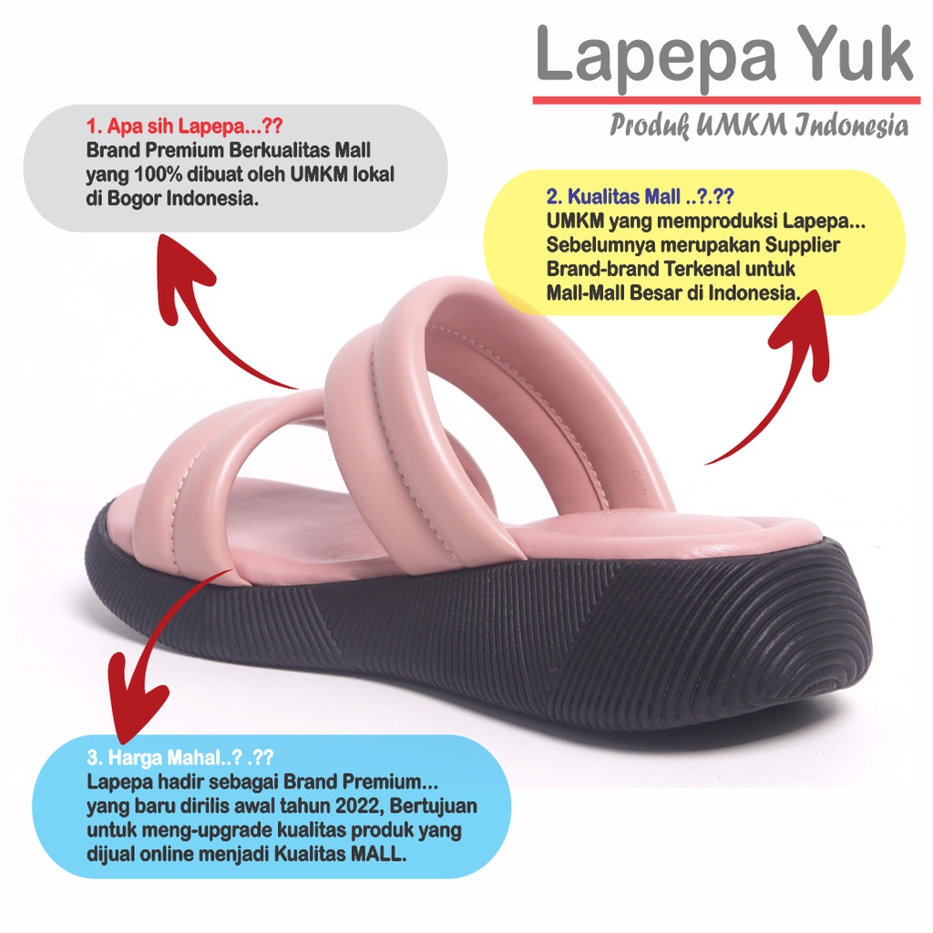 LAPEPA YUK - Sandal Platform Anak Perempuan Usia 2 sampai 10 Tahun ZOYA KIDS  Sendal Anak cewek Wedges Wanita Empuk Model Silang Warna LIGHT SALEM Pink Ban dua Lucu Cantik cewe Slop Usia Umur 3 4 5 6 7 8 9 thn Tahun Premium Ori Original Mall Official Stor