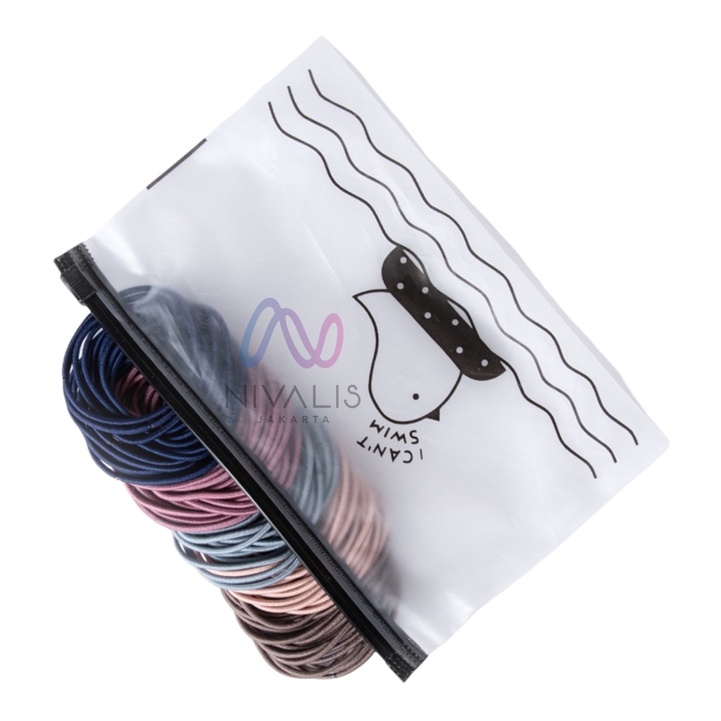 KARET IKAT RAMBUT ISI 100PCS WARNA WARNI GELANG IKAT RAMBUT / KUNCIR RAMBUT KOREA STYLE ELASTIS-Tua
