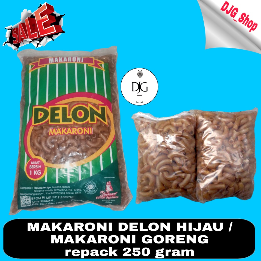 

Makaroni Delon hijau / Makaroni Mentah mengembang repack 250 gram