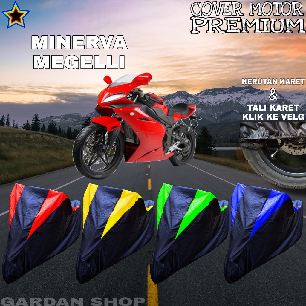 Sarung Motor MINERVA MEGELLI Hitam KOMBINASI Body Cover Penutup Minerva PREMIUM