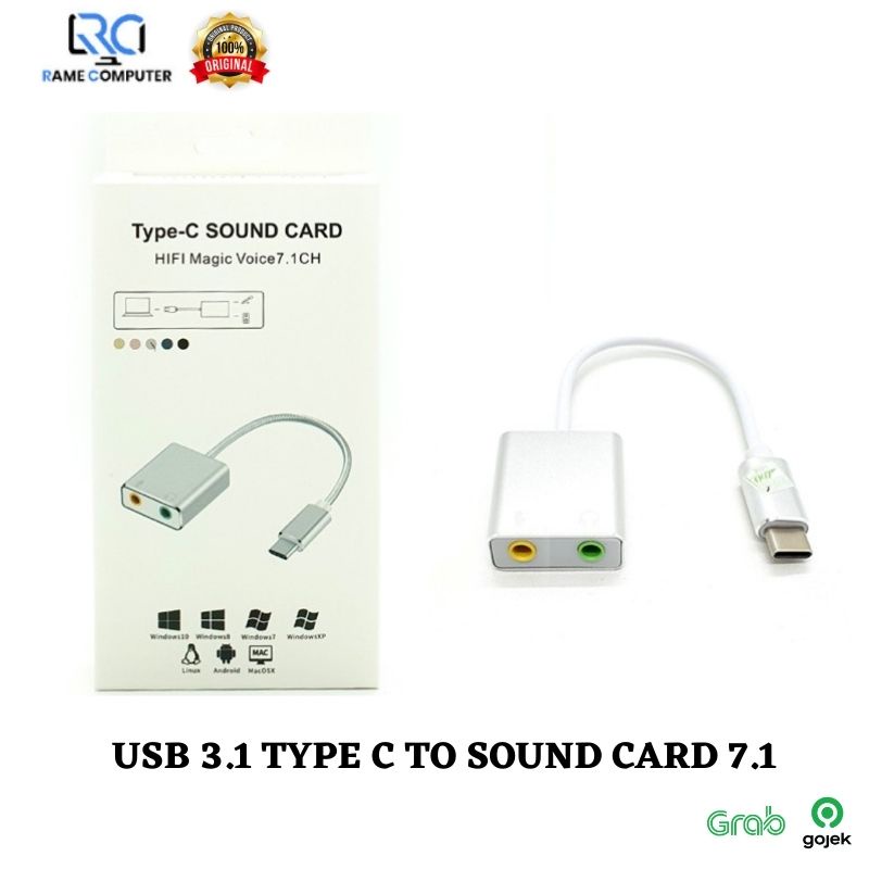 USB 3.1 TYPE C TO SOUND CARD 7.1 MIC SPEAKER AUX 3.5mm ANDROID PC