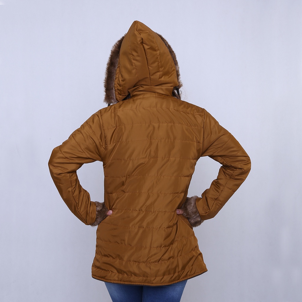 Jaket Gunung Parka Outdoor Musim Dingin Bulu Hoodie Wanita Original Kualitas Premium