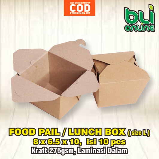 

Food Pail [L] 8 x 6,5 x 10 / Dus Nasi / Box Nasi / Rice Box / Take away Paper / Lunch Box Paper