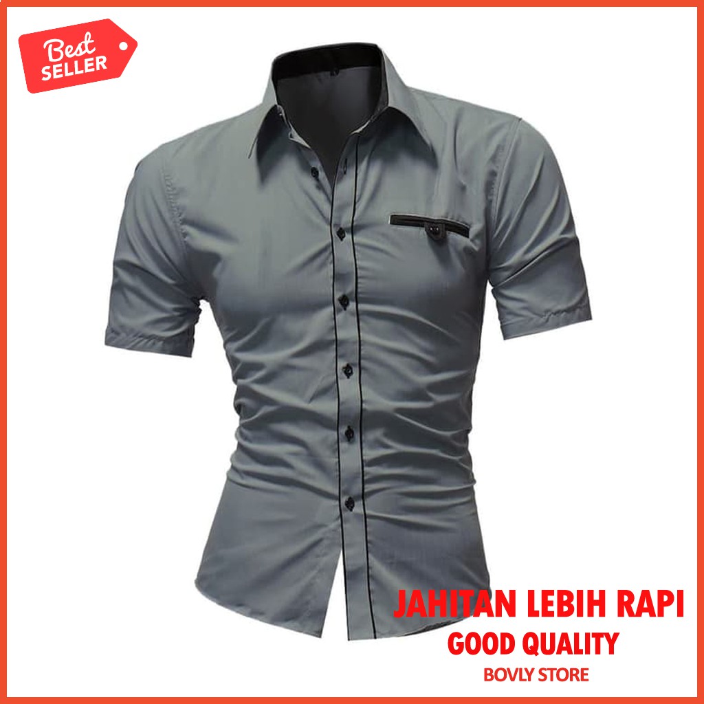 Kemeja Pria Formal Fashion Best Seller Model Terbaru Atasan Cowok Hem H5K6 Casual Murah Baju Keren