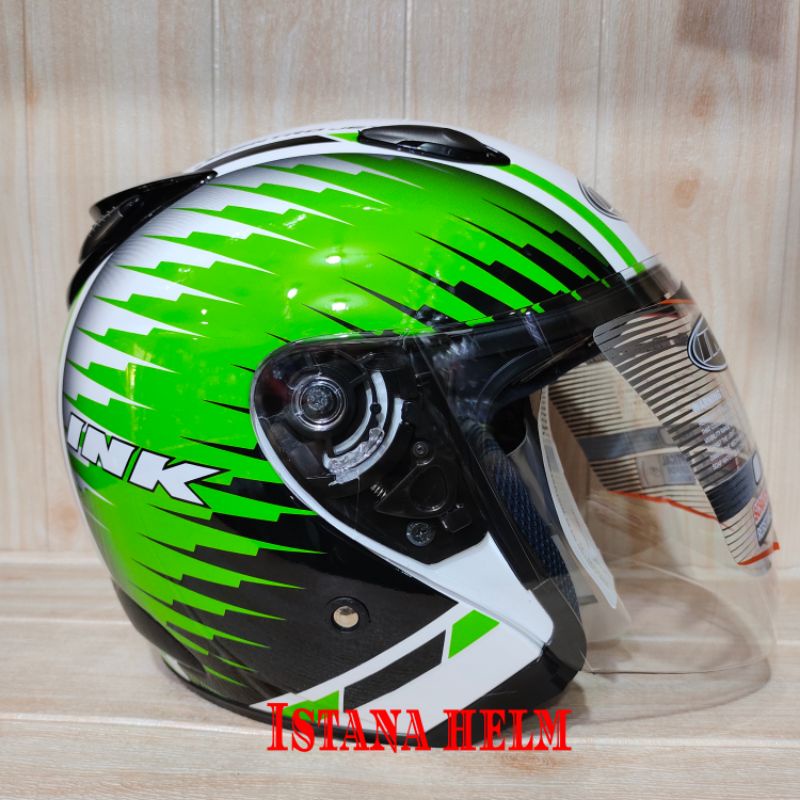 HELM INK CENTRO JET MOTIF |WHITE/GREEN |ORIGINAL HELMET