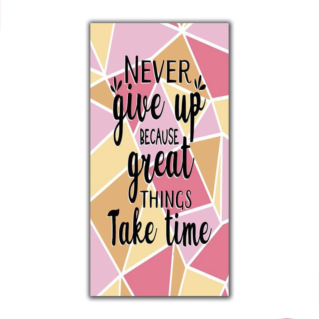 Ukran (18x30cm) pajangan hiasan dinding shabby Wallpaper Dinding NEVER GIVE UP Ruang Tamu Dekorasi Kamar Tidur Motivasi Quotes Quote