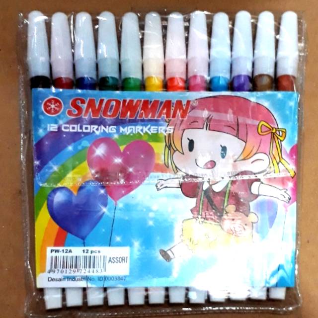 

SPIDOL WARNA SNOWMAN 12 PCS