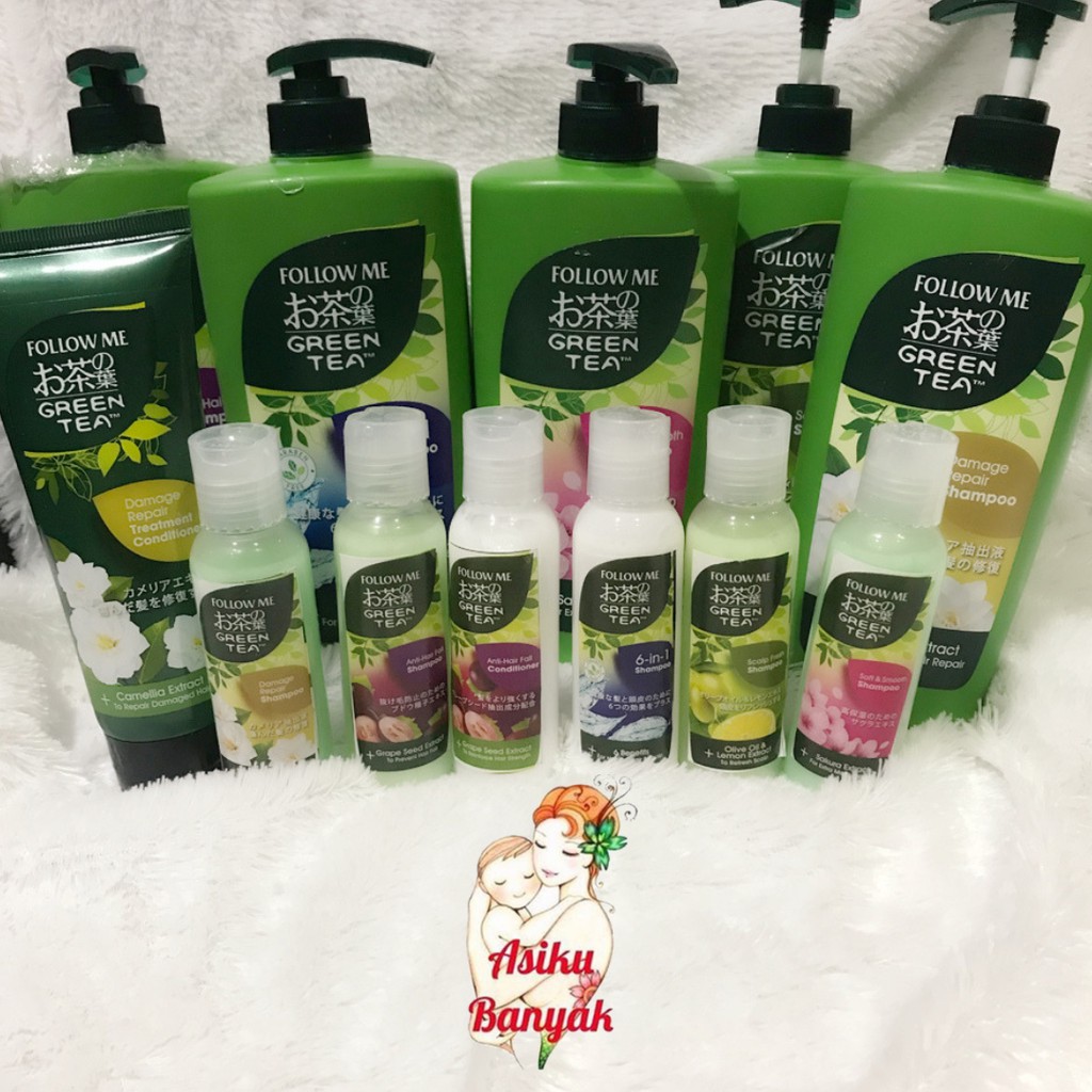follow me green tea shampoo conditioner 100ml  |  followme greentea sampo manise rontok anti hairfall-1