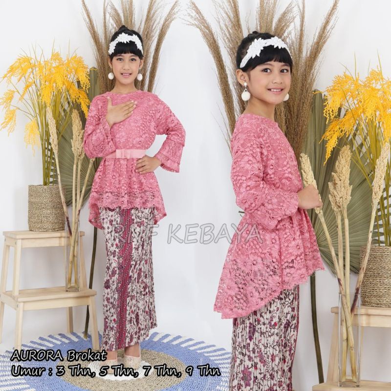 Cod realpict kebaya brukat anak//aurora brukat anak//kebaya anak//kebaya anak modern