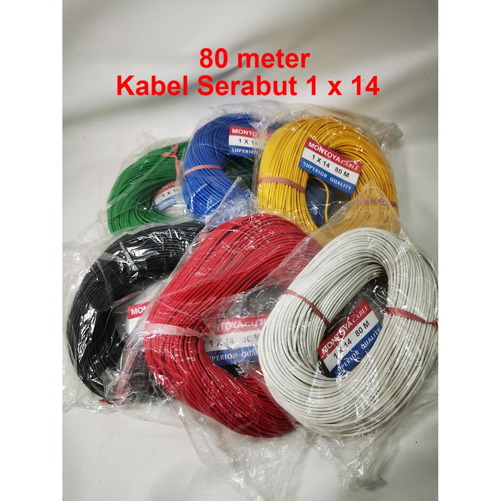 Kabel listrik Tunggal Serabut 1 x 14 Montoya 80 mtr per roll