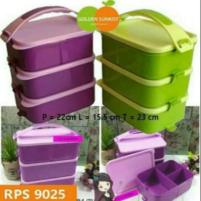 Rantang Golden sunkis/rantang susun 3 /rantang plastik