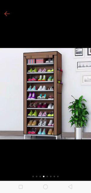 Nfs007 Rak Sepatu 10 Tingkat Cover Debu Rak 10 Susun 9 Ruang