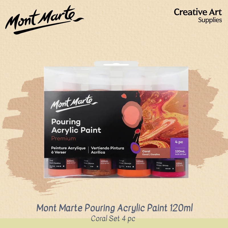 

Mont Marte Pouring Acrylic 120ml 4pc - Coral