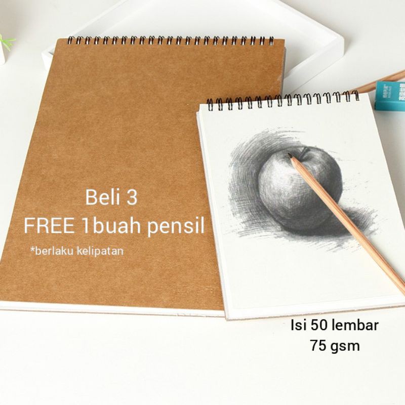 

Sketchbook A5, A6 (50 lembar) - Buku Sketsa Desain Gambar - Notebook Gambar Polos Hitam Coklat Sket