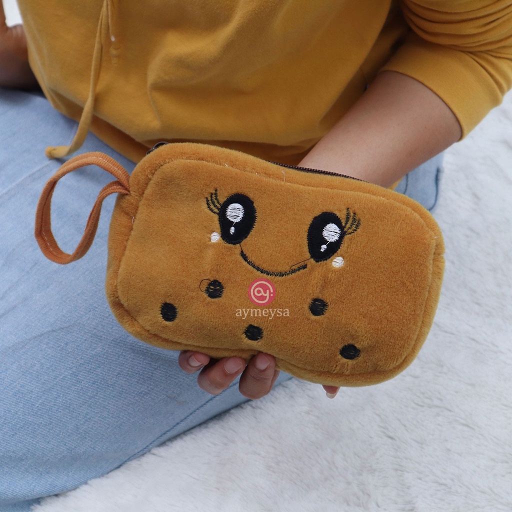 Tas pouch kosmetik / makeup mini motif boneka boba viral terlaris 2022 dompet handpone dan uang dengan satu resleting terbaru grosir bisa bayar ditempat gratis ongkir