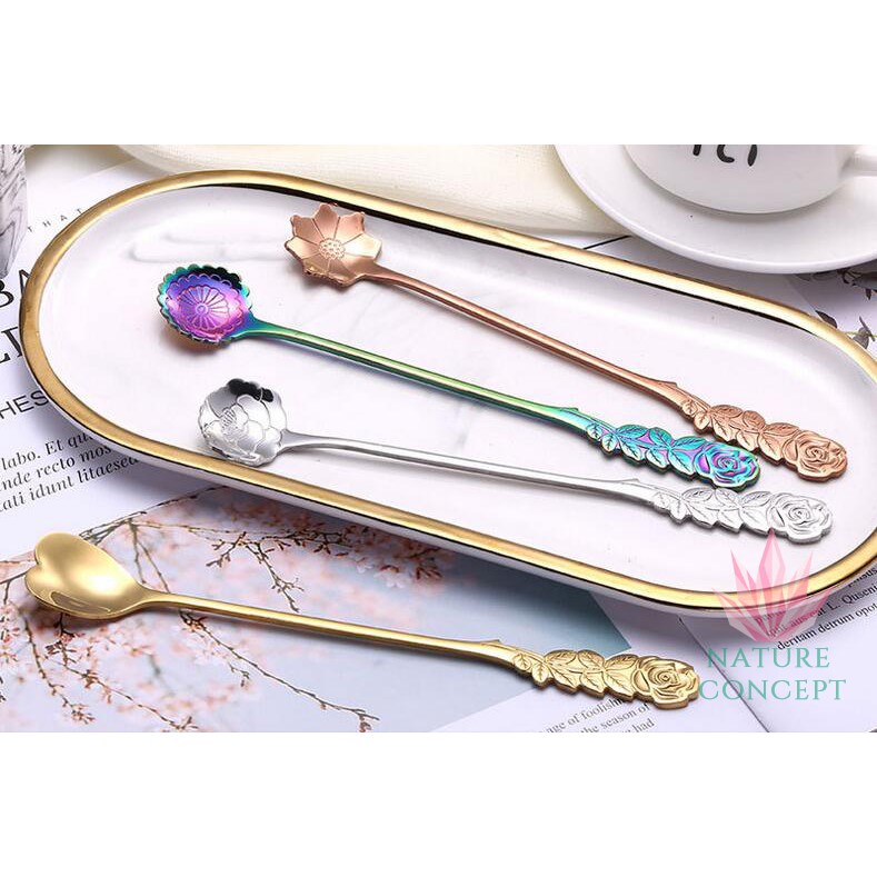 Sendok Unik Gagang Rose untuk Anak Teh Kopi Gift Dessert Kue