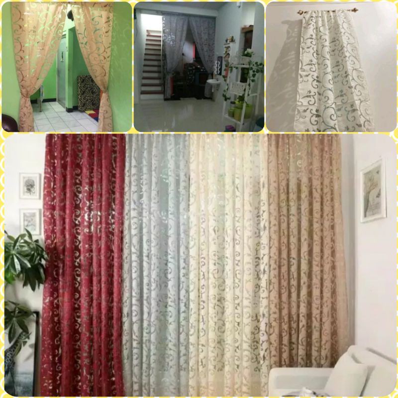 Tirai Jendela Pintu Renda Jacquard Pemisah Ruangan