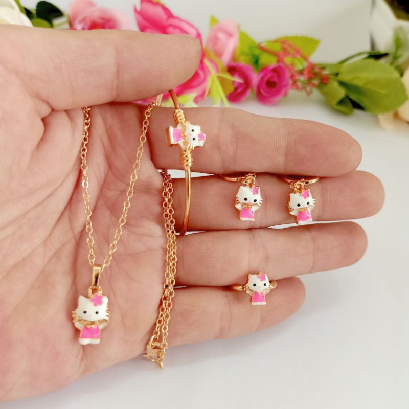 paket set perhiasan anak/fashion anak satu set hello kitty