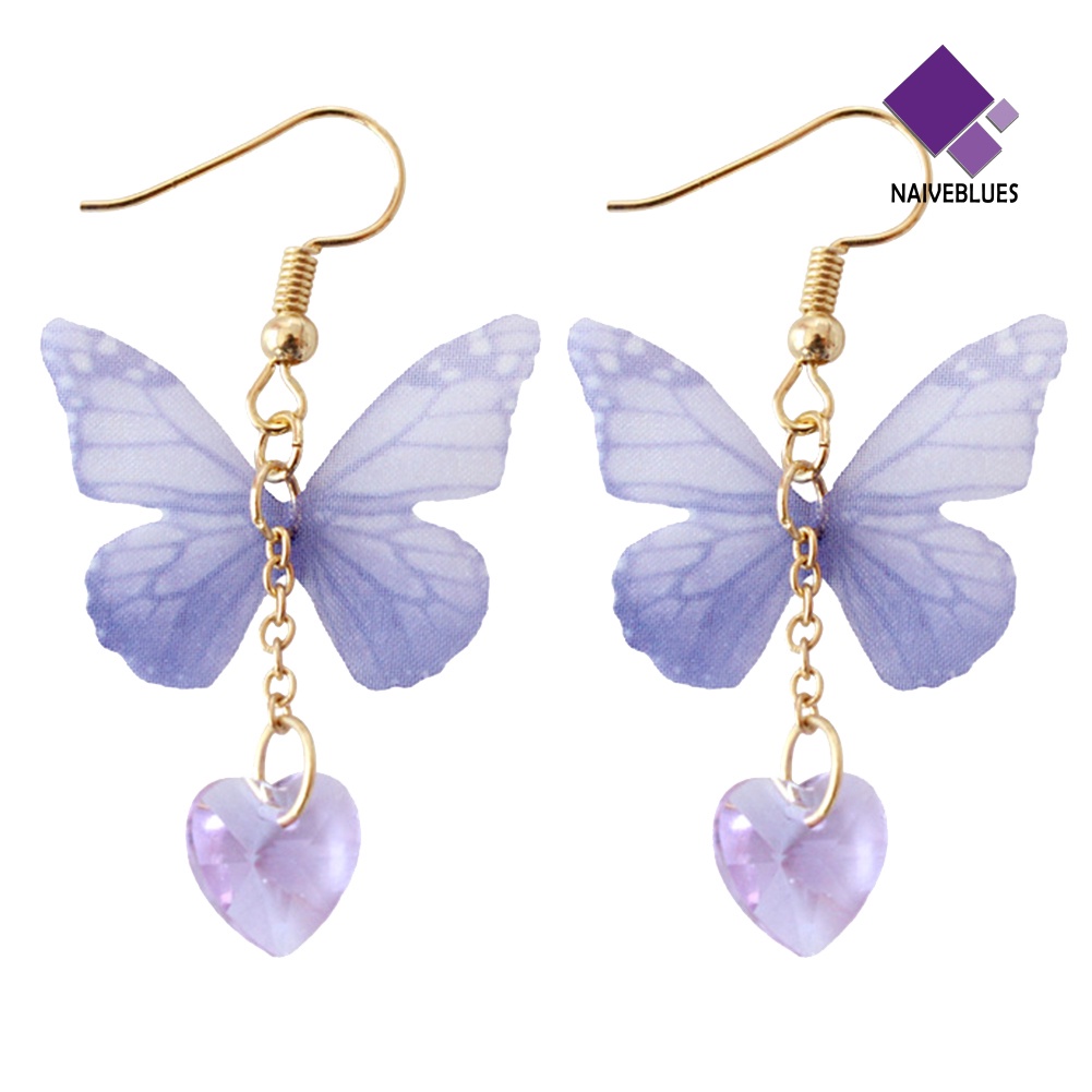 Anting Kait Model Butterfly Heart Menjuntai Gaya Elegan Untuk Wanita