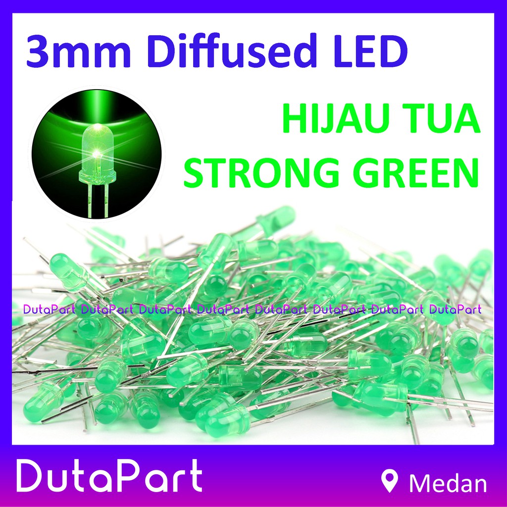 LED 3mm HIJAU TUA STRONG GREEN Diffused F3 LED Dioda KUALITAS BAGUS