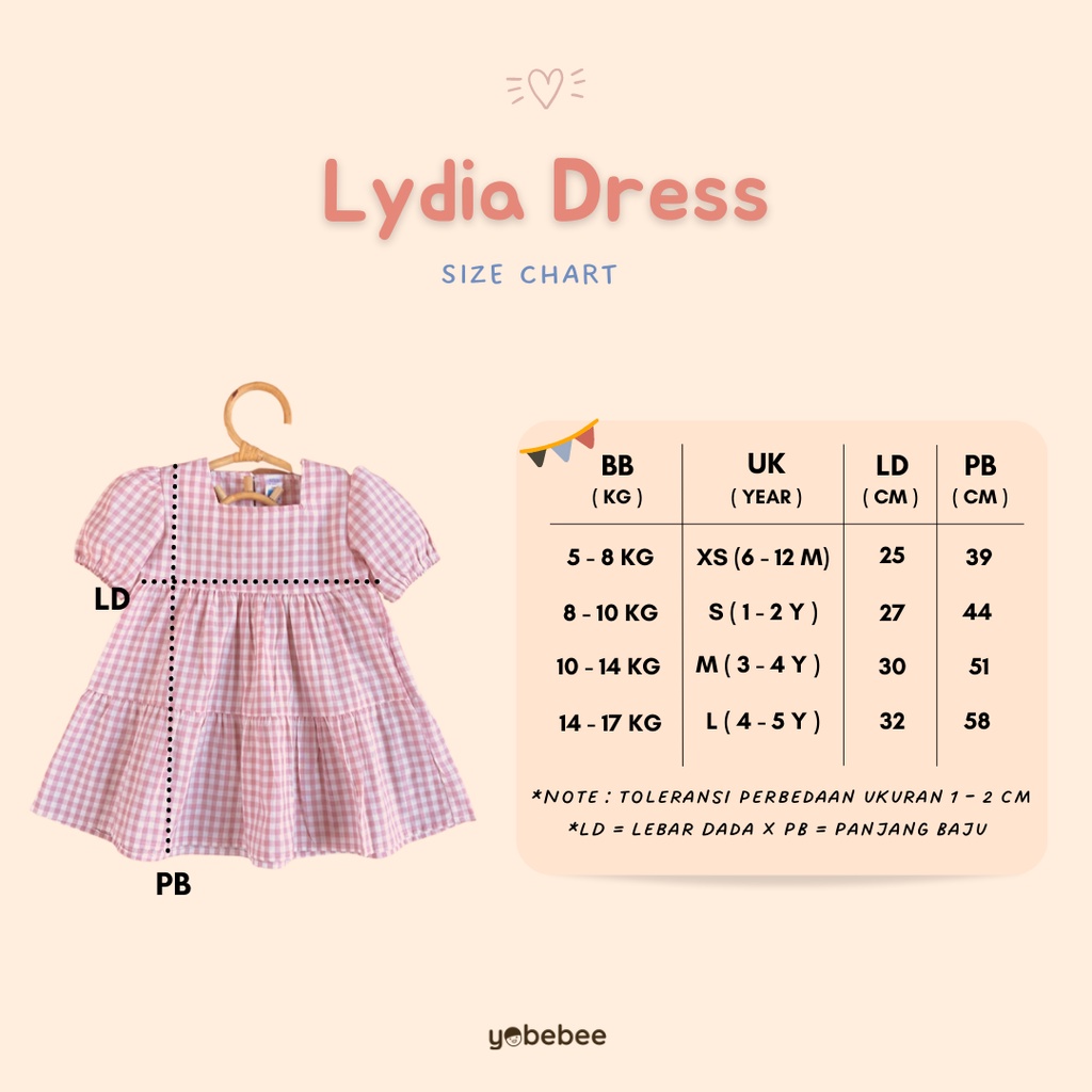 Yobebee Dress Kotak Anak Perempuan Usia 1 2 3 4 5 Tahun Baju Bayi Korea Gaun Babydoll Daster Kids Motif Plaid Warna Pastel Katun Lembut Model Baju Casual Harian Main Santai Anak Cewek