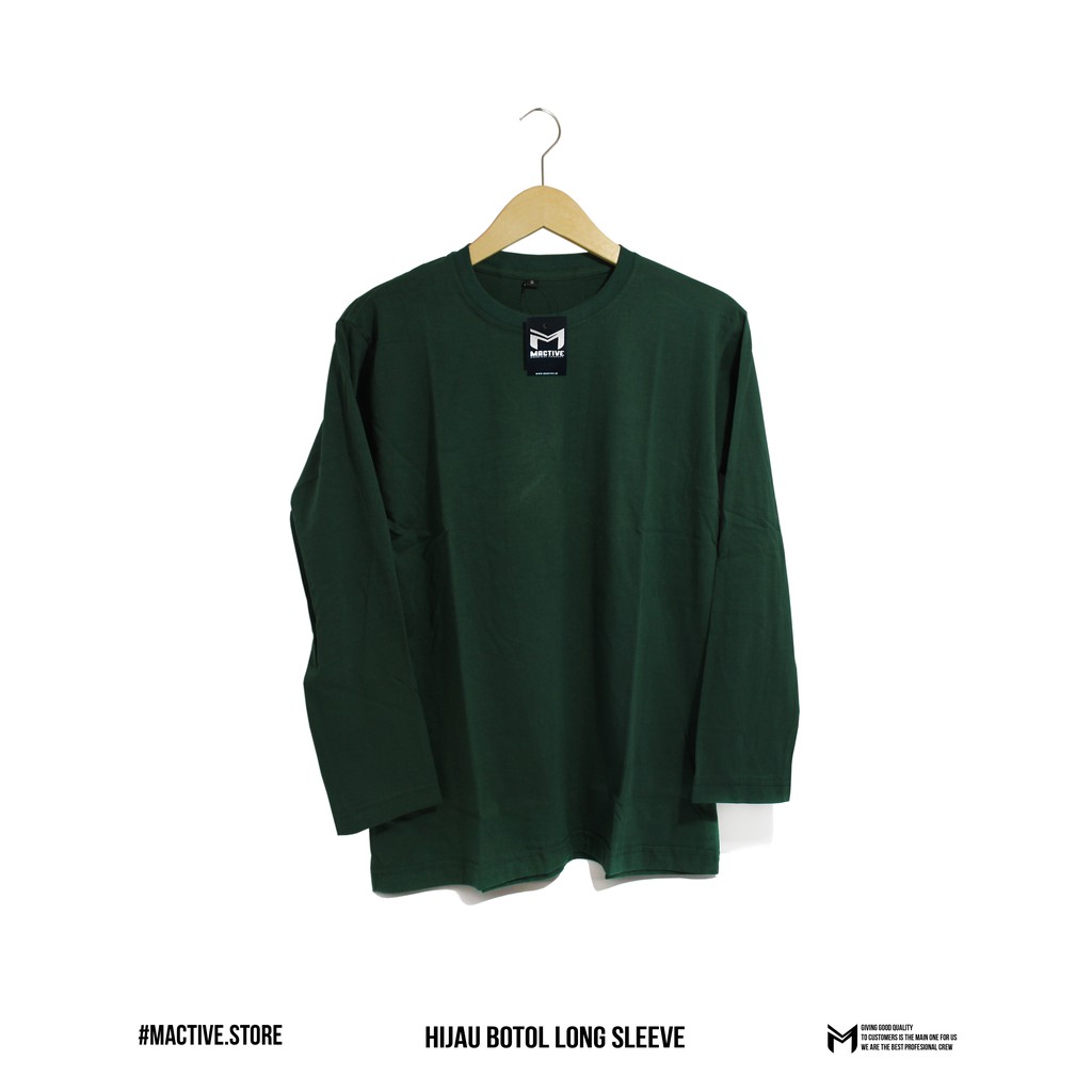 Kaos Polos Hijau Botol Lengan Panjang