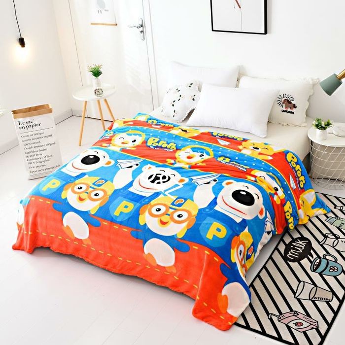 Selimut Bulu Karakter Ukuran 150 X 200cm Halus dan Lembut  Pororo T0Z7