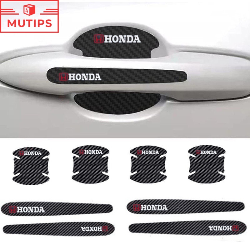 Honda 8Pcs Stiker Pelindung Handle Pintu Mobil Bahan Karbon Fiber Untuk Civic CRV HRV BRV Freed Brio Accord Jazz