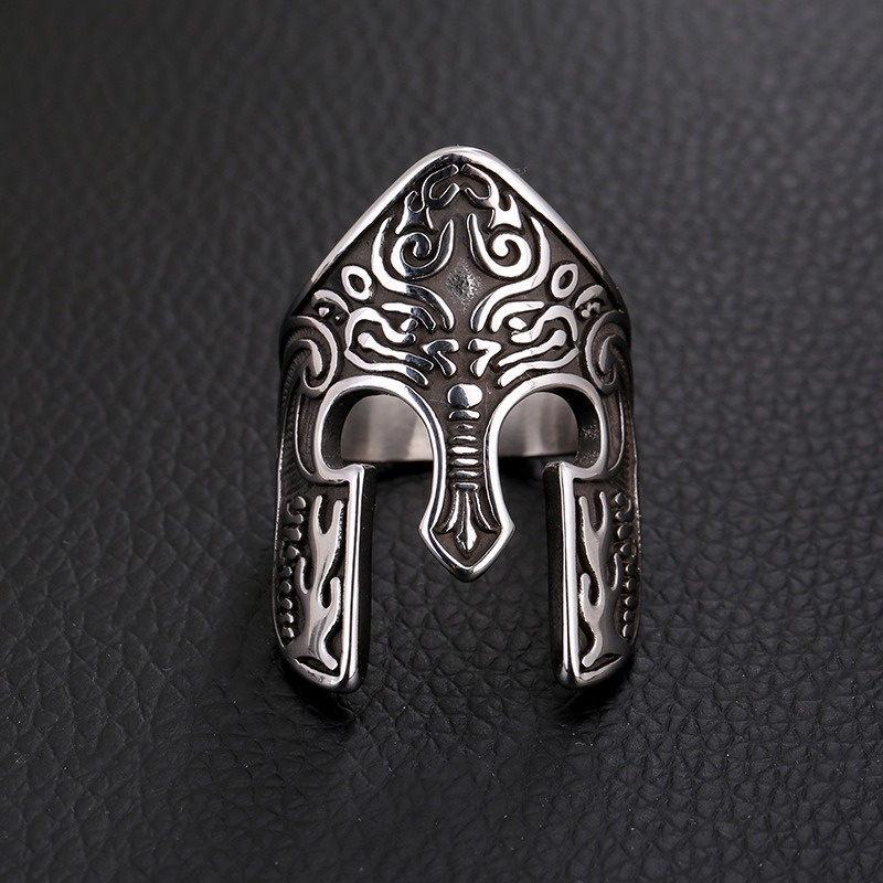 Retro Spartan Mask Men's Helmet Ring Hip Hop Jewelry Accessories