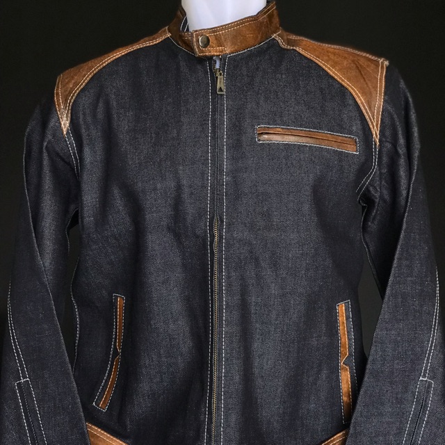 Jaket jeans & kulit asli pria
