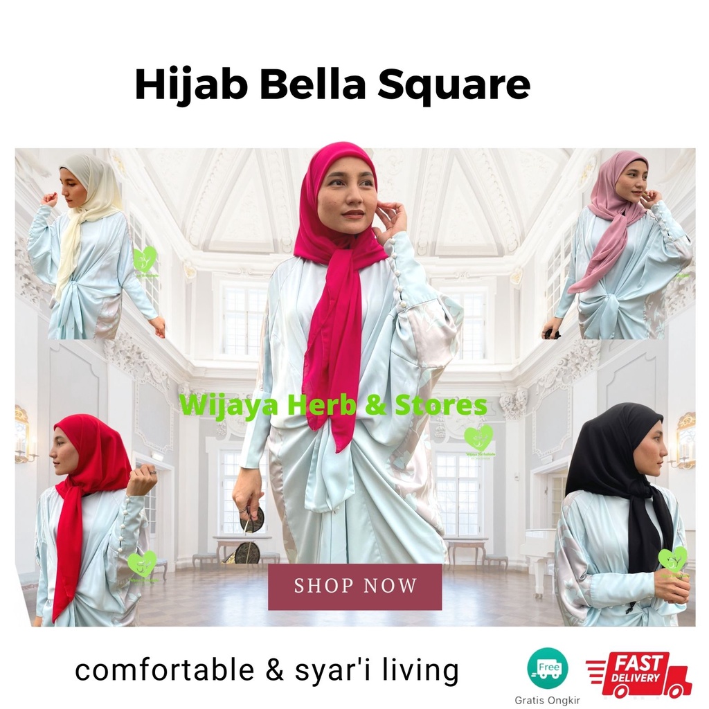 [Outfits] Hijab Bella Square Segi Empat Polos /Jilbab Bella Square / Kerudung Polos / Krudung / Kudung Bella Square