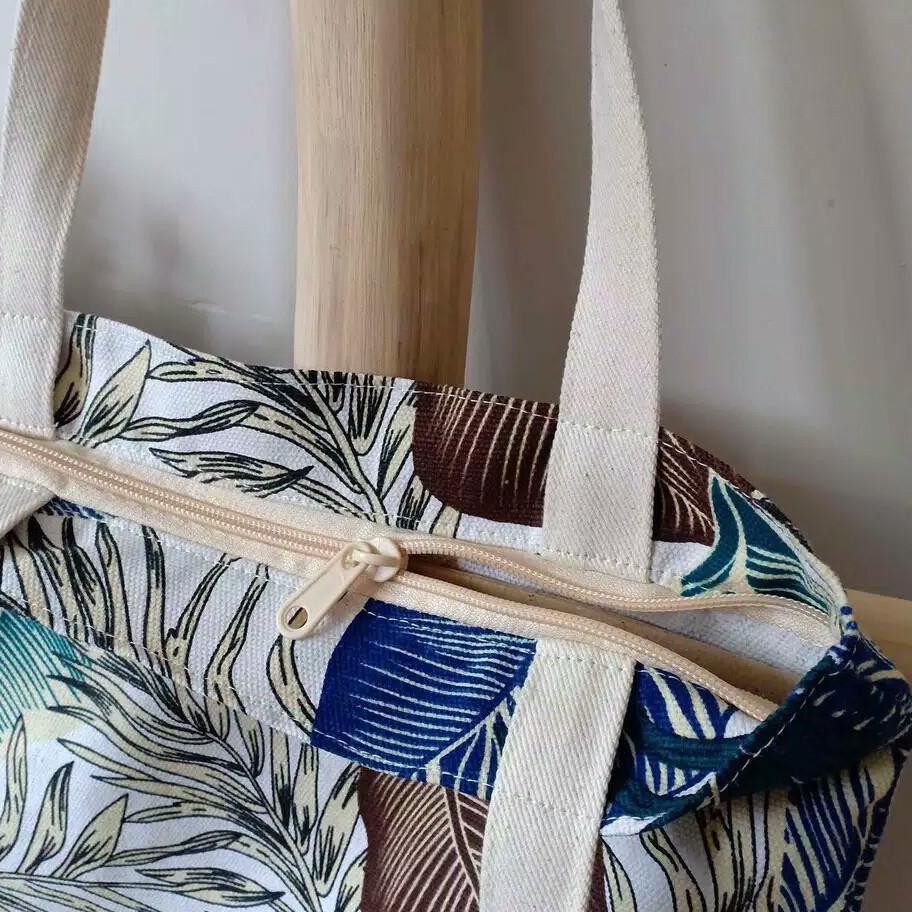 New tote bag kanvas - totebag wanita - totebag - totebag custom - tote bag resleting ✾♕☆