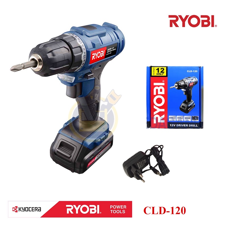 RYOBI CLD-120 Mesin Bor Cordless 12 Volt 10 mm / Mesin Bor Baterai Cas 12 V Cordless Driver Drill Charger