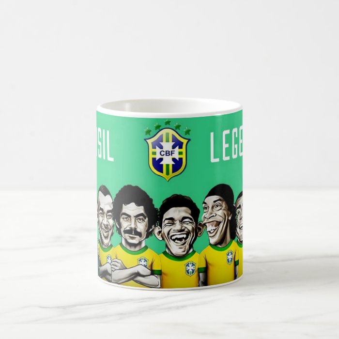 Mug Gelas Karikatur Legenda Brazil Soccer | Bola