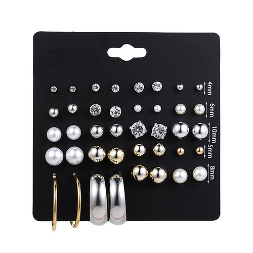 LRC Anting Tusuk Fashion Gold Color+silver Color Diamond E87199